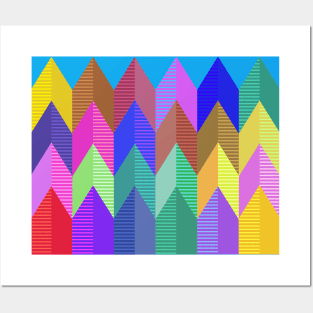 3d Vertical Colorful Chevron Pattern Posters and Art